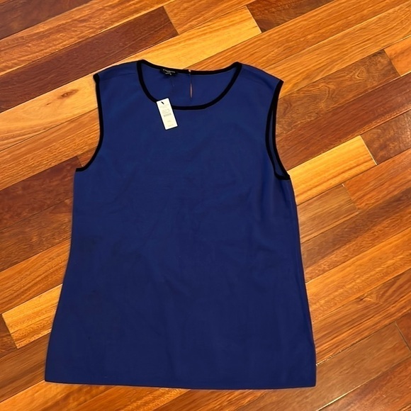 ⭐️ New Talbots Sleeveless Knit Viscose Top Blue Black Size PXL - Picture 1 of 5